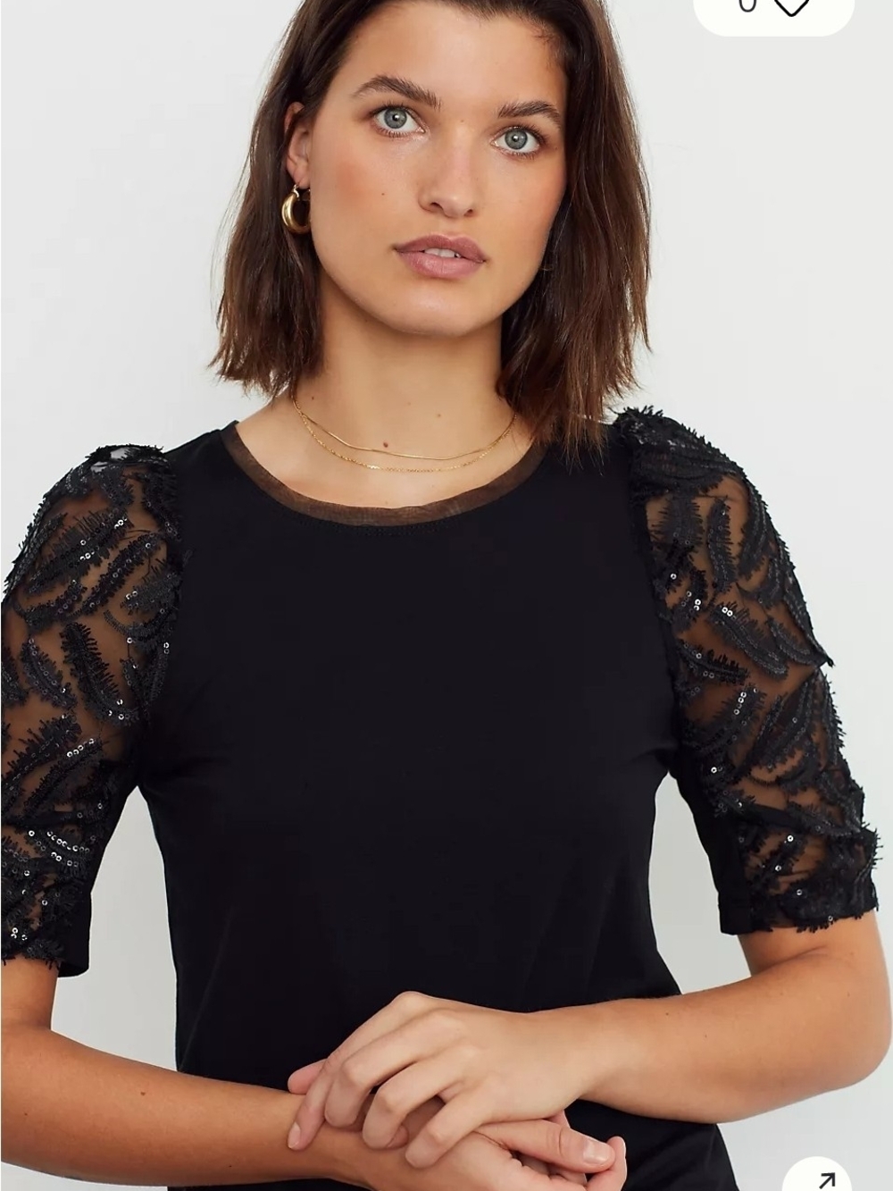 Anthropologie Damiana Puff-Sleeved Sequinned Top Size Small